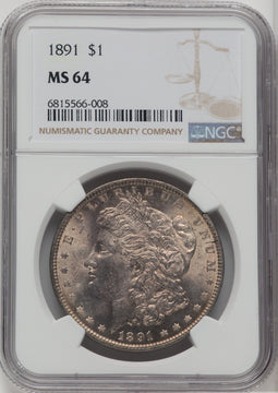1891 $1 Morgan Dollar NGC MS64 (504760019)