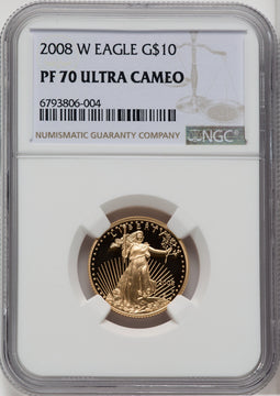 2008-W $10 Quarter-Ounce Gold Eagle NGC PF70