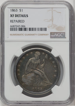 1863 S$1 Seated Dollar Details NGC XF40