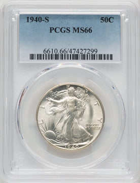 1940-S 50C Walking Liberty Half Dollar PCGS MS66