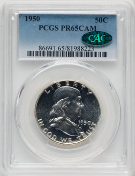 1950 50C CA CAC Proof Franklin Half Dollar PCGS PR65