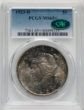 1923-D $1 CAC Peace Dollar PCGS MS65+