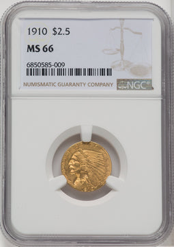 1910 $2.50 Indian Quarter Eagle NGC MS66