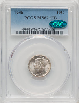 1936 10C FB CAC Mercury Dime PCGS MS67+