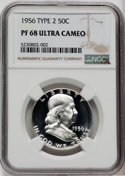 1956 50C Type 2 Proof Franklin Half Dollar NGC PR68