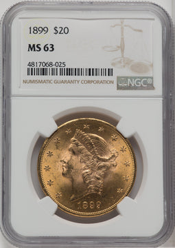 1899 $20 Liberty Double Eagle NGC MS63 (764693021)