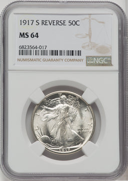 1917-S 50C REVERSE Walking Liberty Half Dollar NGC MS64