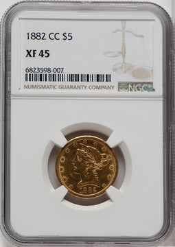 1882-CC $5 Liberty Half Eagle NGC XF45