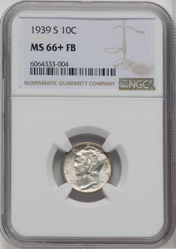 1939-S 10C FB Mercury Dime NGC MS66+