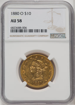1880-O $10 Liberty Eagle NGC AU58