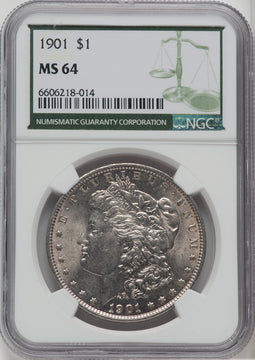1901 $1 Green Label Morgan Dollar NGC MS64