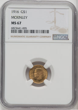 1916 G$1 McKinley Commemorative Gold NGC MS67 (764026025)