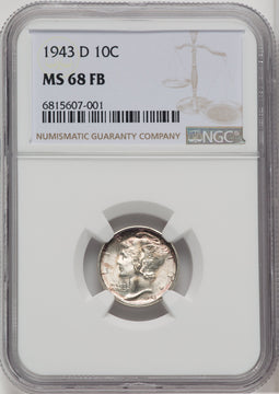 1943-D 10C FB Mercury Dime NGC MS68