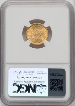 1873 $2.50 Closed 3 Liberty Quarter Eagle NGC MS64
