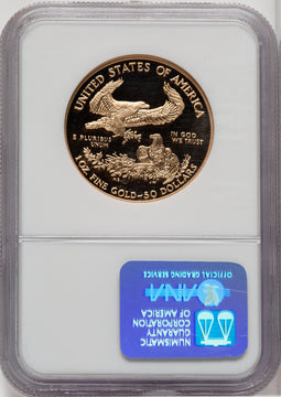 2000-W $50 One-Ounce Gold Eagle Brown Label NGC PF70