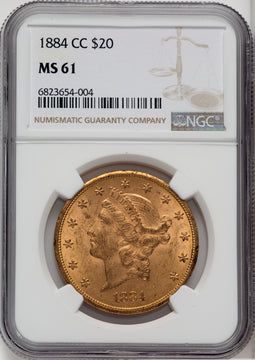 1884-CC $20 Liberty Double Eagle NGC MS61 (764026091)