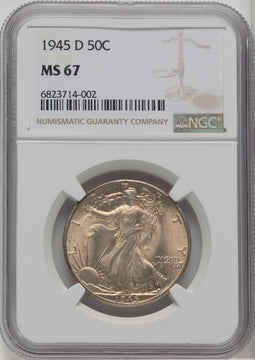 1945-D 50C Walking Liberty Half Dollar NGC MS67 (761433002)