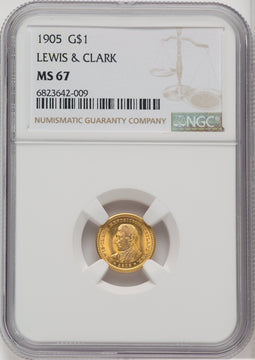 1905 G$1 Lewis and Clark Commemorative Gold NGC MS67
