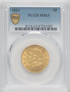 1813 $5 Early Half Eagle PCGS MS63