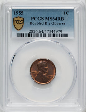 1955 Doubled Die Obverse RB Lincoln Cent PCGS MS64