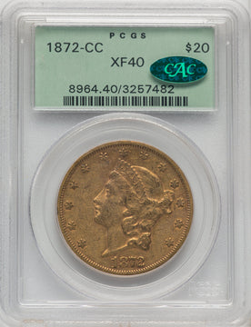 1872-CC $20 CAC Liberty Double Eagle PCGS XF40