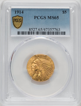 1914 $5 Indian Half Eagle PCGS MS65