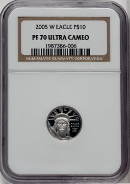2005-W $10 Tenth-Ounce Platinum Brown Label NGC PF70