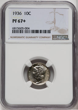 1936 10C Proof Mercury Dime NGC PR67+