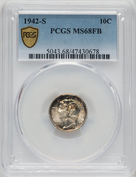1942-S 10C FB Mercury Dime PCGS MS68