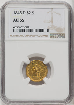 1845-D $2.50 Liberty Quarter Eagle NGC AU55