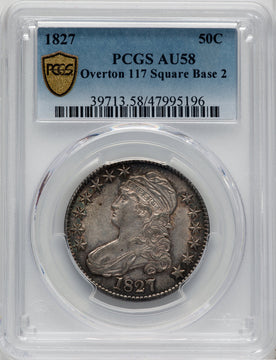 182750C Square Base 2 O-117 Bust Half Dollar PCGS AU58