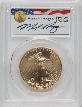 2017-W $50 Gold Eagle Burnished Michael Reagan PCGS SP70