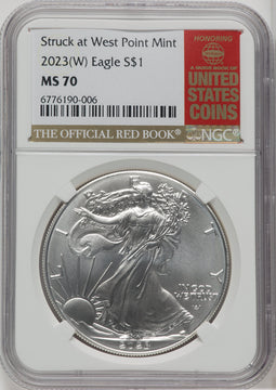 2023-(W) $1 Silver Eagle Struck at West Point Red Book NGC MS70