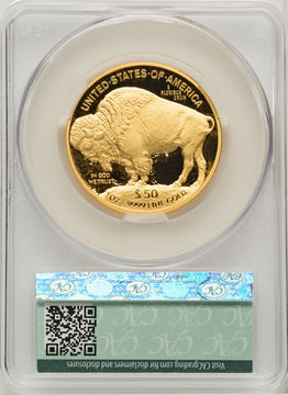 2008-W $50 One-Ounce Gold Buffalo .9999 Fine Gold Brown Label CACG PR70