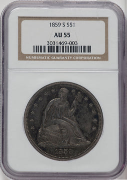 1859-S S$1 Seated Dollar NGC AU55