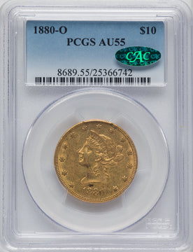 1880-O $10 CAC Liberty Eagle PCGS AU55