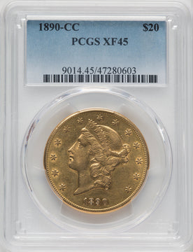1890-CC $20 Liberty Double Eagle PCGS XF45