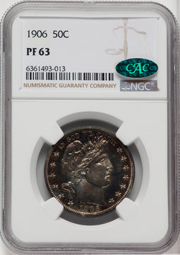 1906 50C CAC Proof Barber Half Dollar NGC PR63