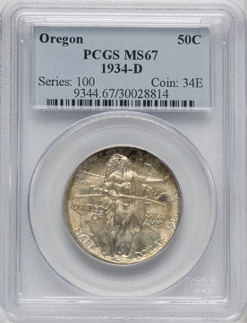 1934-D 50C Oregon Commemorative Silver PCGS MS67