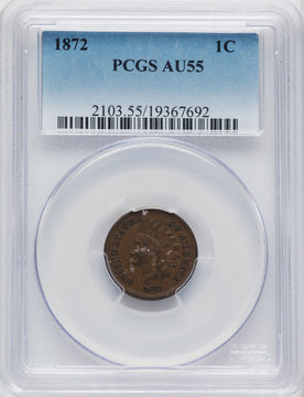 1872 1C BN Indian Cent PCGS AU55