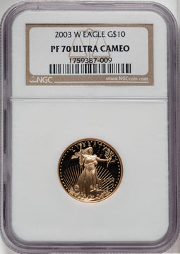 2003-W $10 Quarter-Ounce Gold Eagle Brown Label NGC PF70