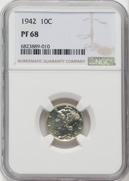 1942 10C Proof Mercury Dime NGC PR68 (505846002)