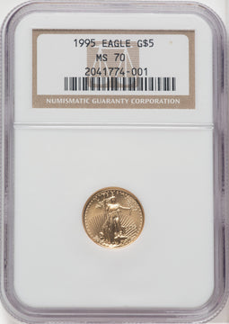 1995 $5 Tenth-Ounce Gold Eagle Brown Label NGC MS70