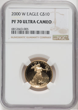 2000-W $10 Quarter-Ounce Gold Eagle Brown Label NGC PF70