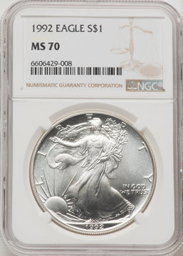 1992 S$1 Silver Eagle NGC MS70
