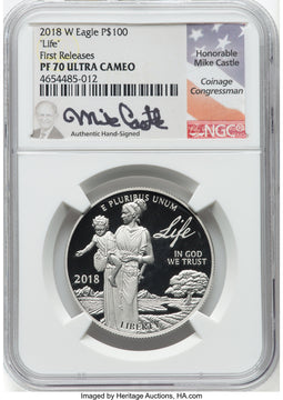 2018-W $100 One Ounce Platinum Eagle Life First Strike NGC PF70 (766573092)