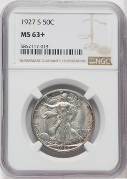 1927-S 50C Walking Liberty Half Dollar NGC MS63+