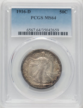 1916-D 50C Walking Liberty Half Dollar PCGS MS64