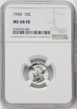 1940 10C FB Mercury Dime NGC MS68