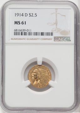 1914-D $2.50 Indian Quarter Eagle NGC MS61